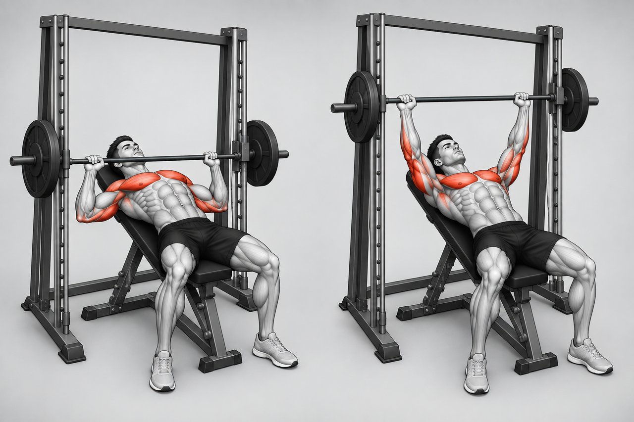 Illustration: Incline Smith Machine Press (30°)