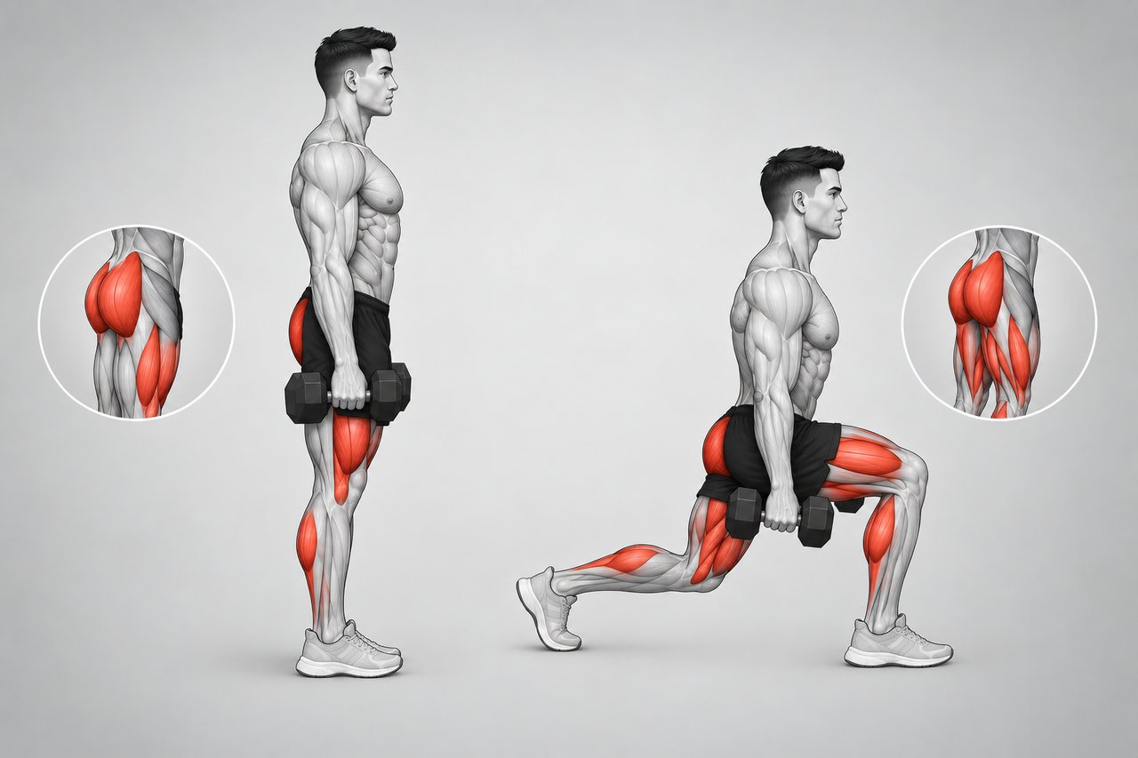 Illustration: Dumbbell Reverse Lunge